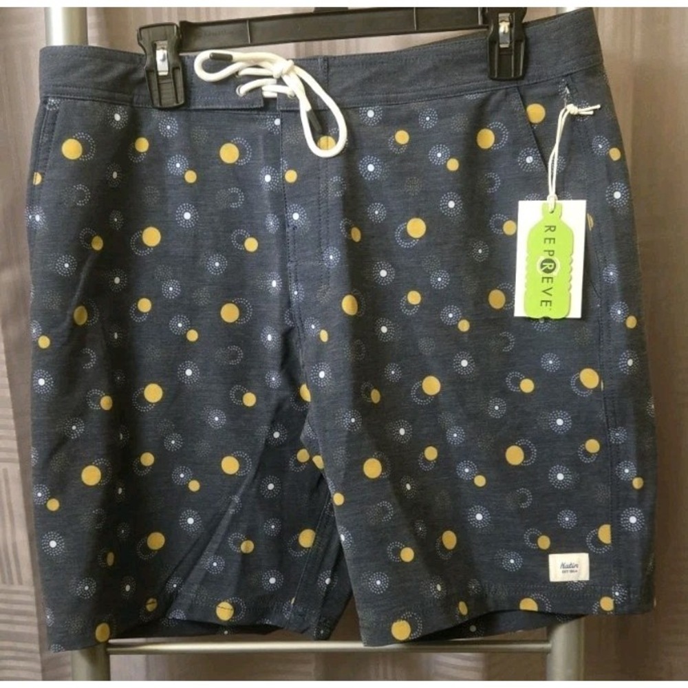 Katin Modular Hybrid Board Surf Beach Shorts 32 Geometric‎ Button Drawstring Fly